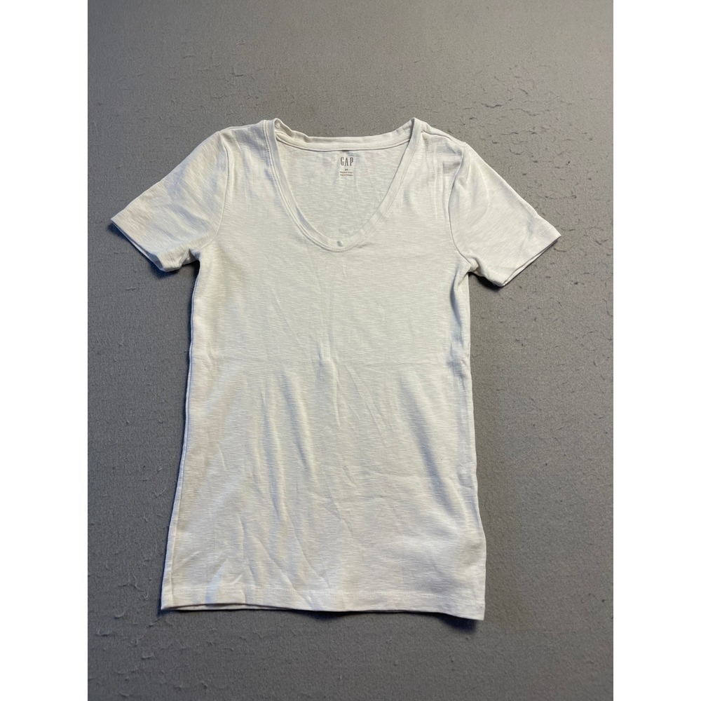 Gap Everyday Slub T V-Neck Cotton White XS Womens